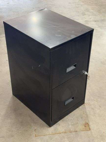 BLACK TEO DRAWER FILING CABINET.  BOTTOM DRAWER LOCKS.  KEY INCLUDED. image