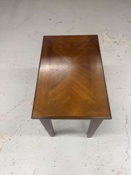 Dark Wood Accent Table with Inlaid Top image