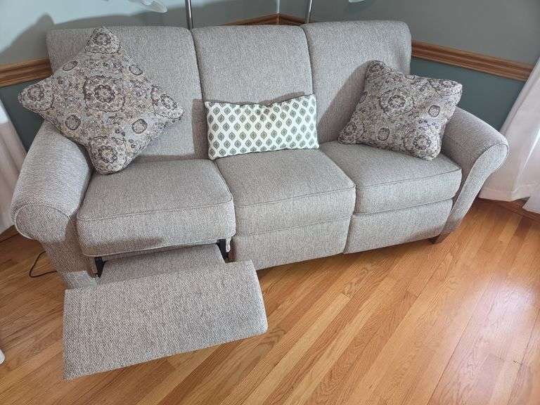 Three-Seat Reclining Sofa with Throw Pillows image