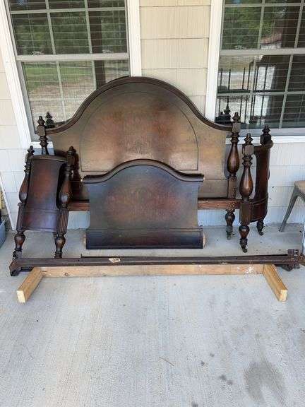 Dark Wood Bed Frame with Headboard and Footboard image