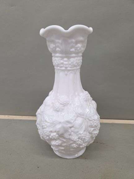 Milk Glass Vase with Grapevine Design image