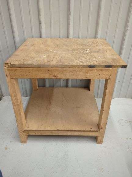 Simple Wooden Workbench with Shelf image