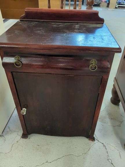 Small Wooden Cabinet with Drawer and Interior Shelves image