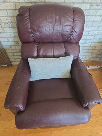 Maroon Electric Recliner with Pillow image