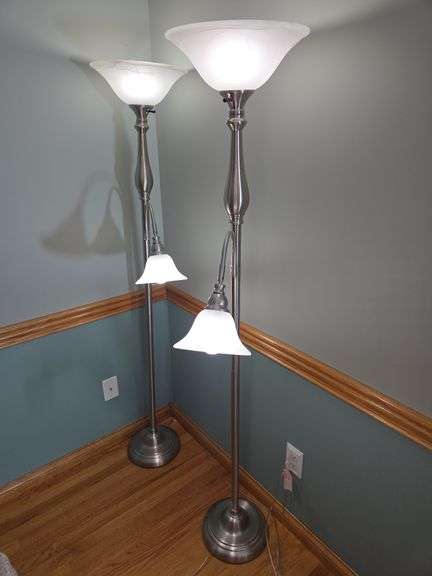 Pair of Torchiere Floor Lamps with Reading Lights image