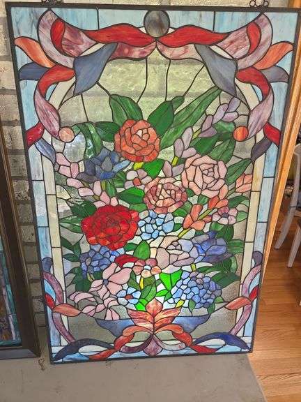 Floral Stained Glass Window Panel image