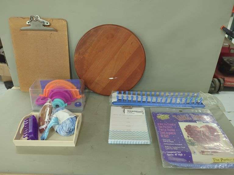 Crafting and Miscellaneous Items: Craft Looms, Party Decor Kit, Invitation, Wooden Swivel Top, Clipboard, and More image