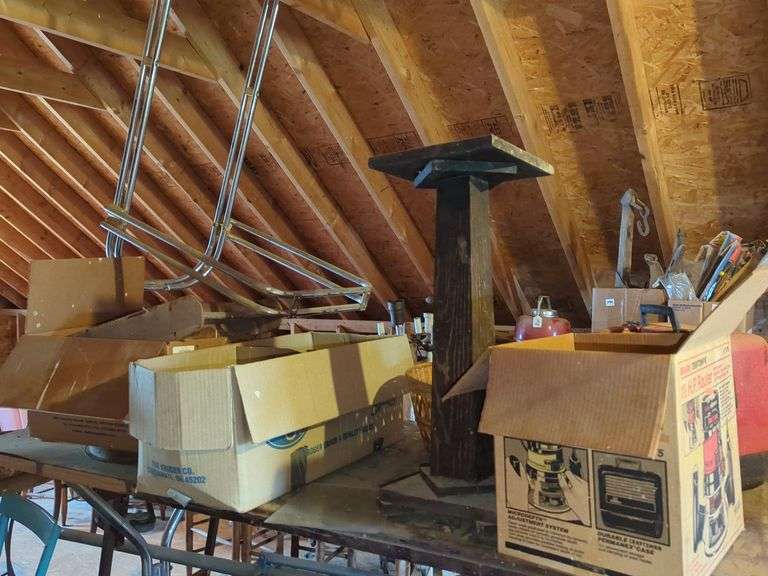 Craftsman Router, Records, Wood Pedestal, and More image