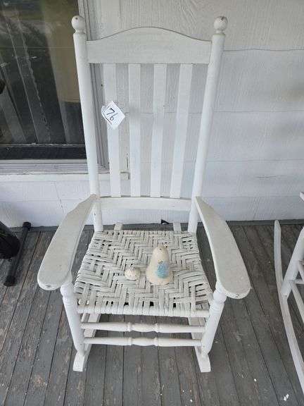 White Rocking Chair with Woven Seat image