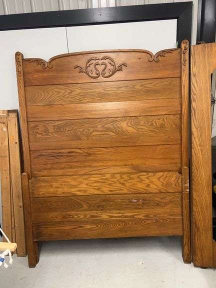 Ornate Wooden Full Size Bed Frame with Rails image