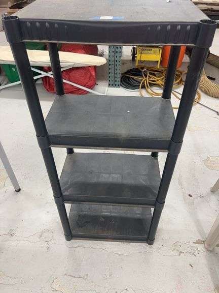 Black Plastic Four-Tier Shelving Unit image