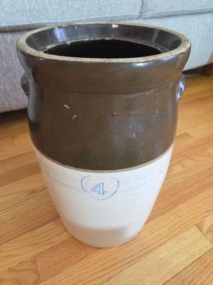 Two-Tone Stoneware Crock with Number 4 image