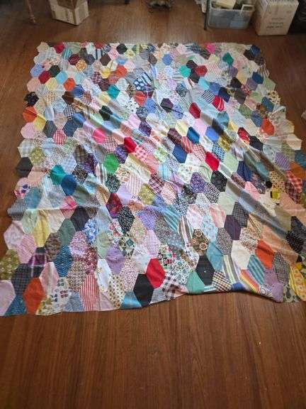 Handmade Hexagon Patchwork Quilt image