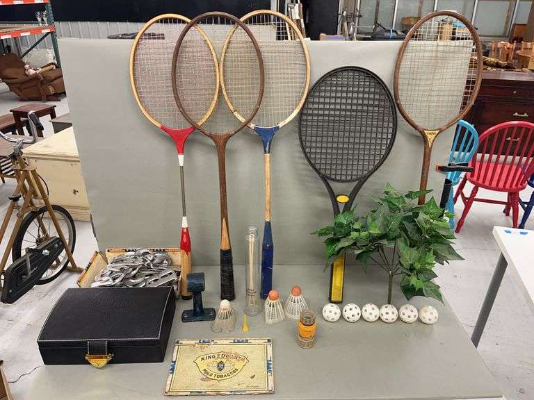 Badminton and Tennis Rackets with Accessories & Gurkha Cigar Box image