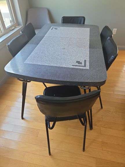Retro Style Dining Table with Six Chairs image