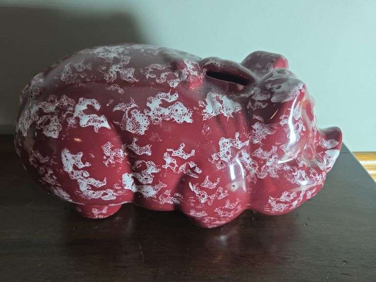 Red & White Ceramic Piggy Bank image