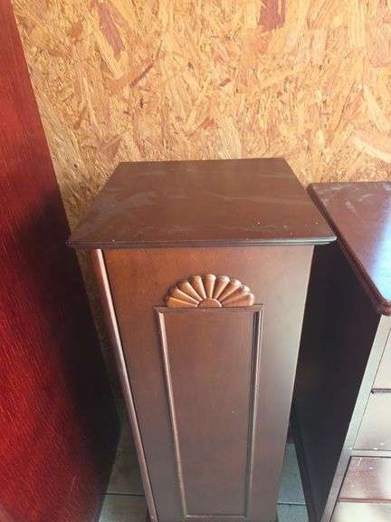 Pair of Mahogany Finish Side Cabinets with Shelves image