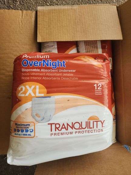 Tranquility Premium Overnight Disposable Absorbent Underwear, 2XL, Case of 48 (4 Packs of 12) image