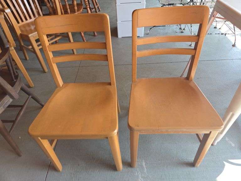 Pair of Solid Wood School Chairs image