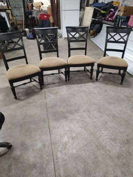 SET OF 4 HEAVY MADE DINING CHAIRS HAS SOME FINISH SCUFFS image