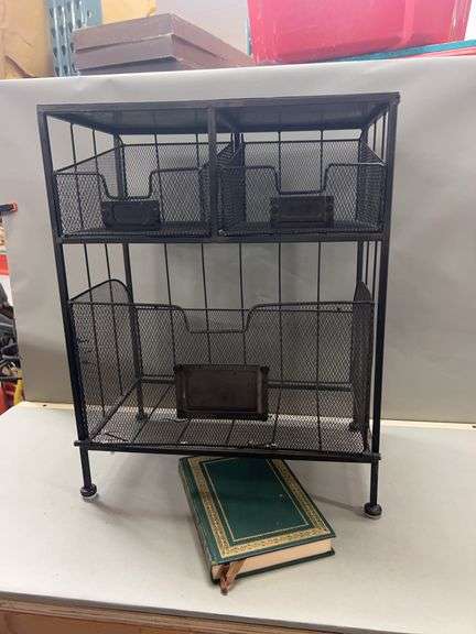 Metal Wire Shelf Organizer with Two Baskets image