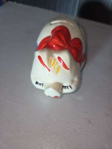 Ceramic Piggy Bank with Bow image