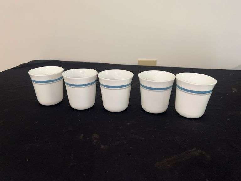 Set of 5 Corning Ware Blue Band Cups image
