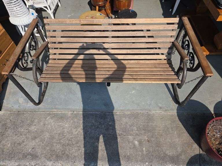 Wood and Iron Garden Swing Bench image