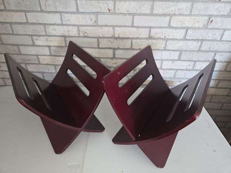 Pair of Wooden Magazine Racks image