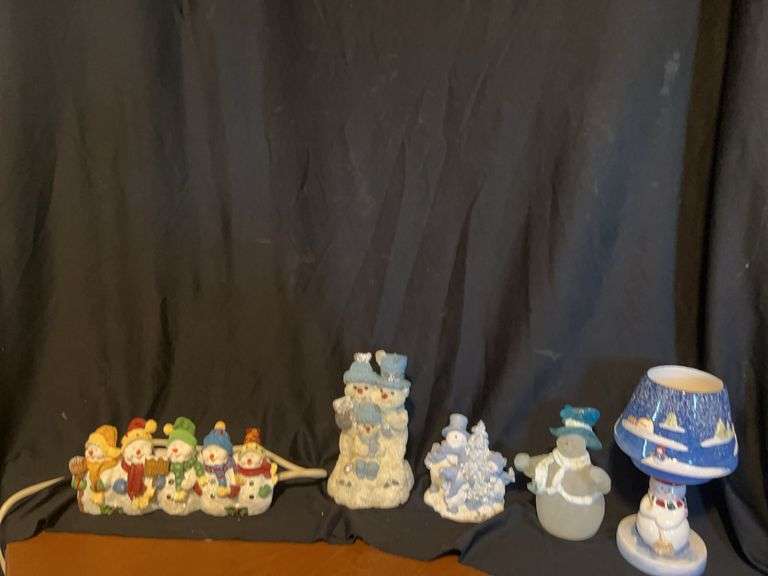 Ceramic Snowman Figurines & Night Light image