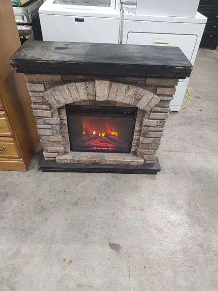 STONE LOOK ELECTRIC FIREPLACE WITH HEATER - 36X12X34 image