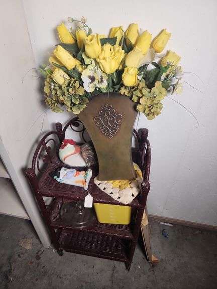 Wicker Stand with Decorative Items image