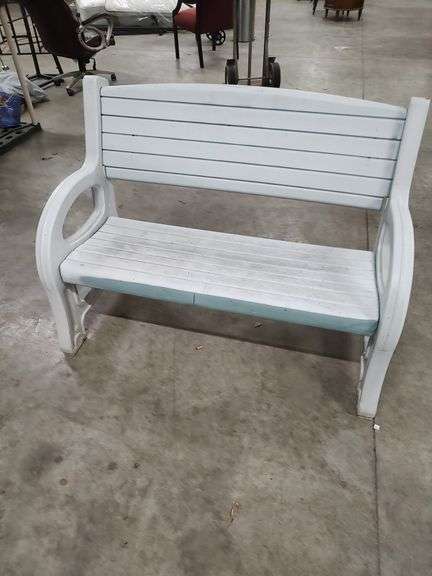 PLASTIC PARK BENCH - NEEDS BOLT IN TOP ON ONE SIDE image