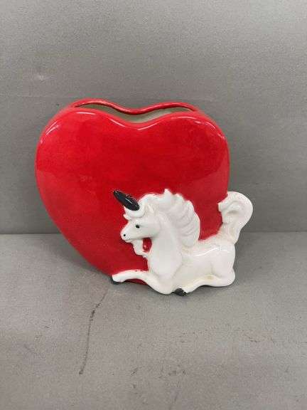 Red Heart & Unicorn Figural Planter image