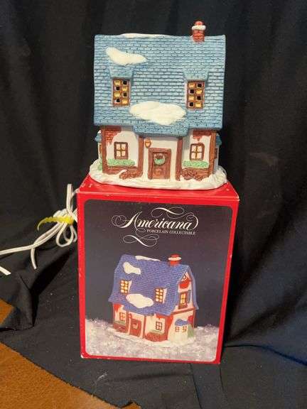 Americana Porcelain Collectible Light Up House with Box image