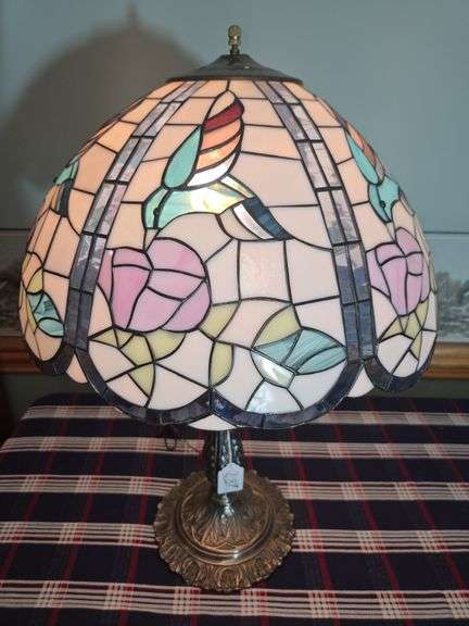 Stained Glass Style Floral and Bird Table Lamp image