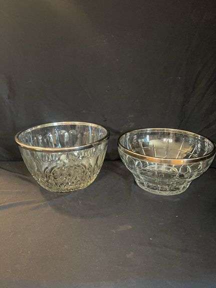 Two Silver Trim Glass Bowls image