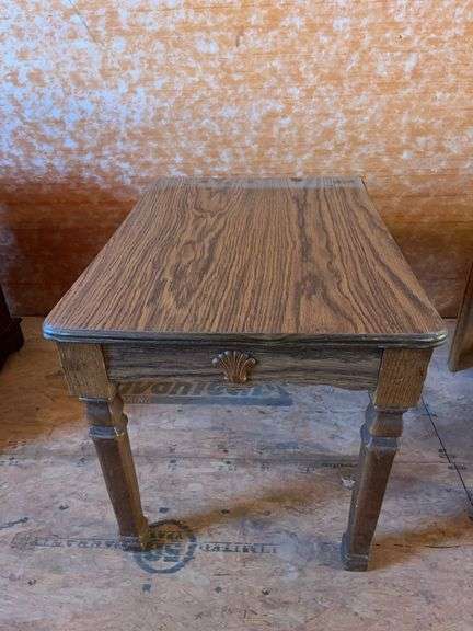 Wooden Side Table with Decorative Shell Design image