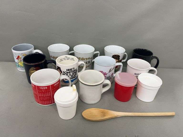 Mixed Lot of Collectible Coffee Mugs and Spoon image