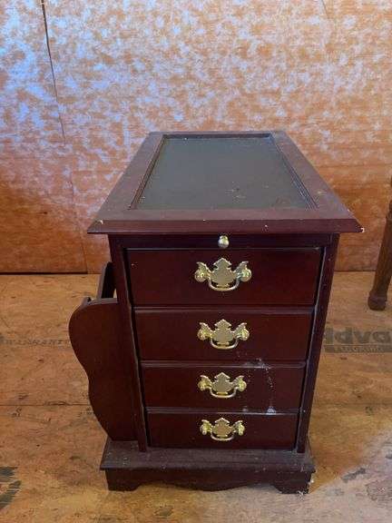 Mahogany Finish Nightstand with Magazine Rack image