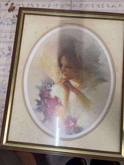 WOMAN FACE PICTURE.  PICTURE HAS SOME LIGHT STAINS image