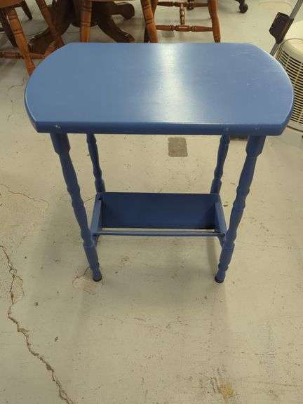 Blue Painted Side Table with Magazine Rack image