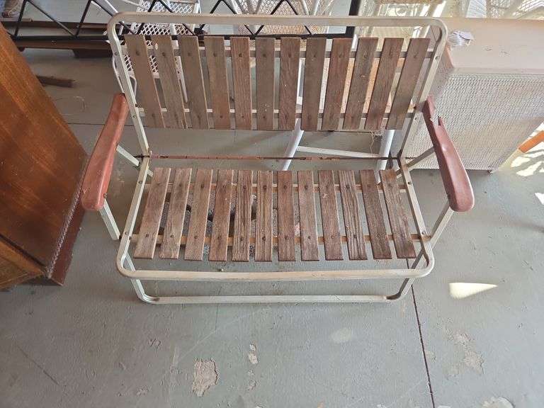 Metal Frame Patio Chair with Wood Slats image