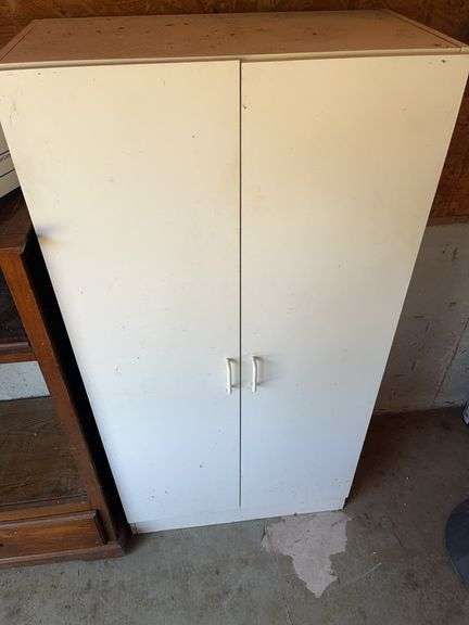 White Two-Door Storage Cabinet with Adjustable Shelves image