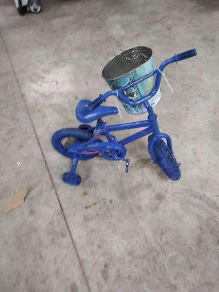 BLUE BICYCLE WITH TRAINING WHEELS image