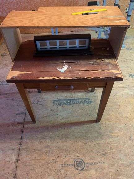 Project Desk with Added Top Shelf and Drawer image
