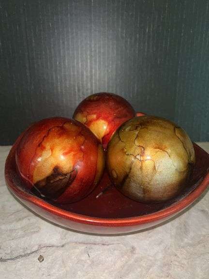Interiors by Design Ceramic Ornamental Orbs with Dish image