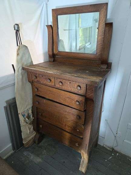 Wooden Dresser with Mirror image