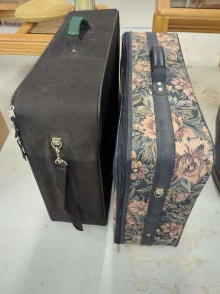 Two Wheeled Suitcases: Floral and Black image