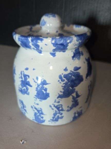 Blue and White Ceramic Jar with Lid image